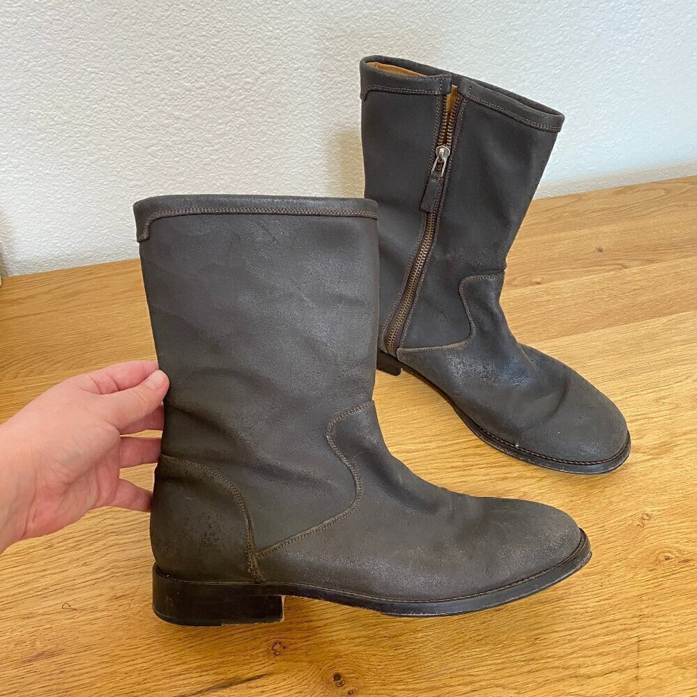 Cole Haan Country Mid-Calf Leather Boots 11B Taupe Brown Gray Color